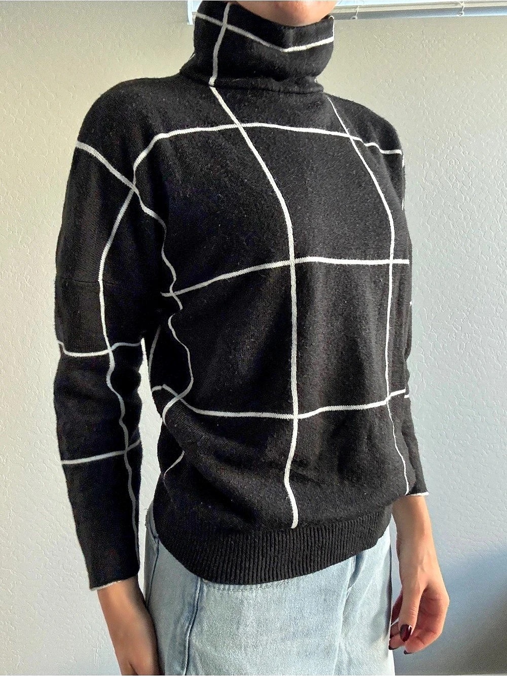 Black & White Geometric Turtleneck